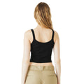 Solid Black - Back - Bella + Canvas Womens-Ladies Plain Micro-Rib Spaghetti Strap Tank Top