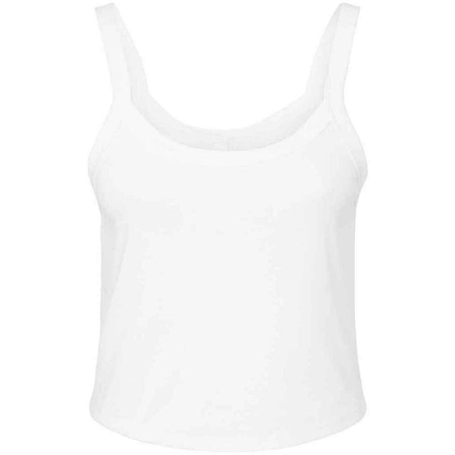 White - Front - Bella + Canvas Womens-Ladies Plain Micro-Rib Spaghetti Strap Tank Top