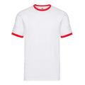 White-Red - Front - Fruit Of The Loom Mens Ringer T-Shirt
