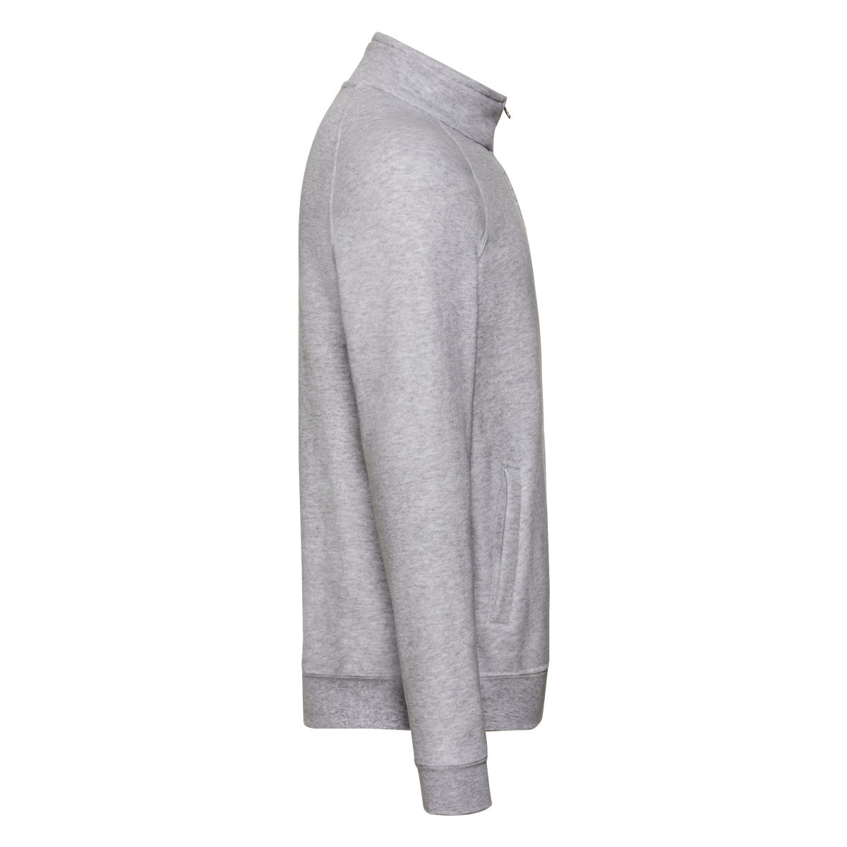Heather Grey - Side - Fruit of the Loom Mens Classic Plain Sweat Jacket