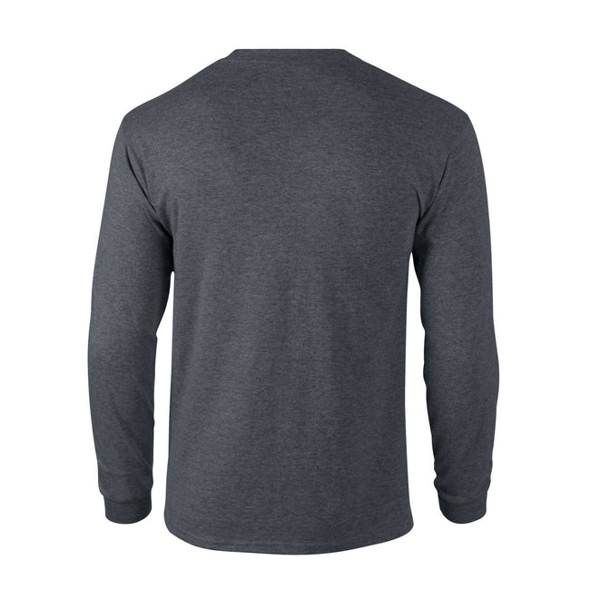 Dark Heather - Back - Gildan Unisex Adult Ultra Cotton Jersey Knit Long-Sleeved T-Shirt