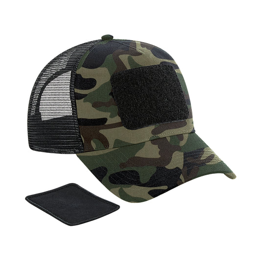 Jungle Green - Front - Beechfield Camo Snapback Trucker Cap