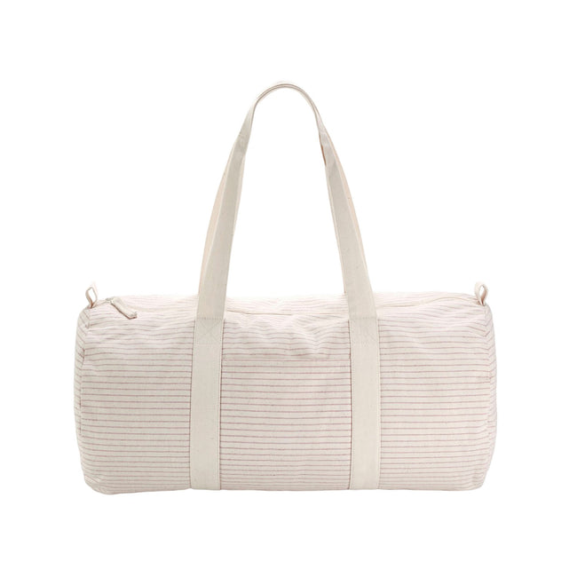 Red - Front - Westford Mill Striped Organic Cotton Duffle Bag
