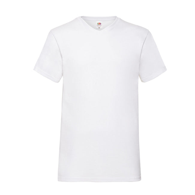 White - Front - Fruit of the Loom Mens Valueweight Plain V Neck T-Shirt