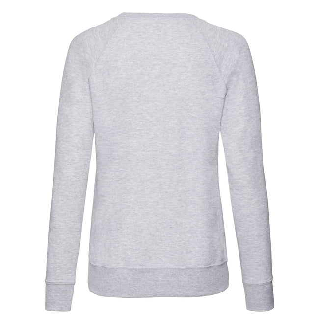 Heather Grey - Back - Fruit of the Loom Womens-Ladies Lightweight Lady Fit Raglan Sweatshirt