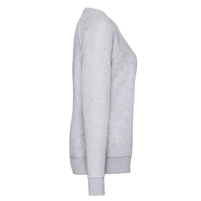Heather Grey - Side - Fruit of the Loom Womens-Ladies Lightweight Lady Fit Raglan Sweatshirt