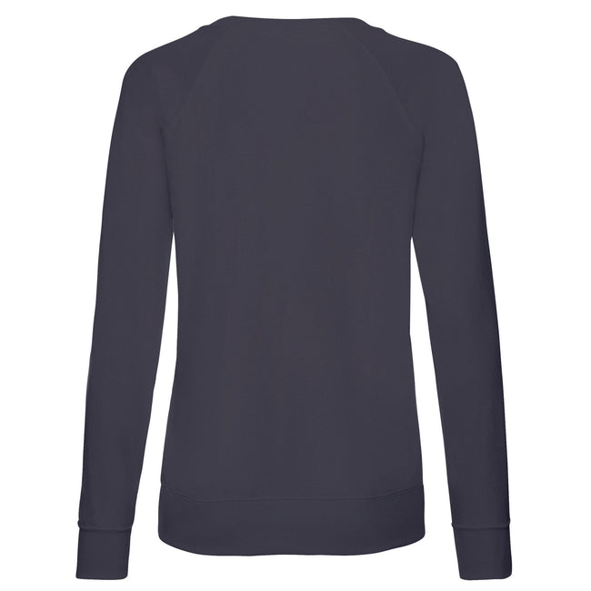 Deep Navy - Back - Fruit of the Loom Womens-Ladies Lightweight Lady Fit Raglan Sweatshirt