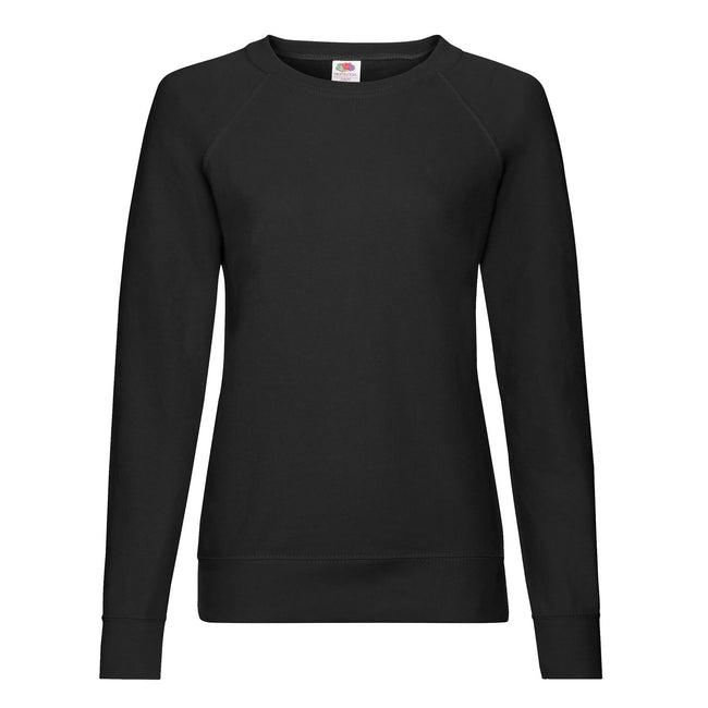 Black - Front - Fruit of the Loom Womens-Ladies Lightweight Lady Fit Raglan Sweatshirt