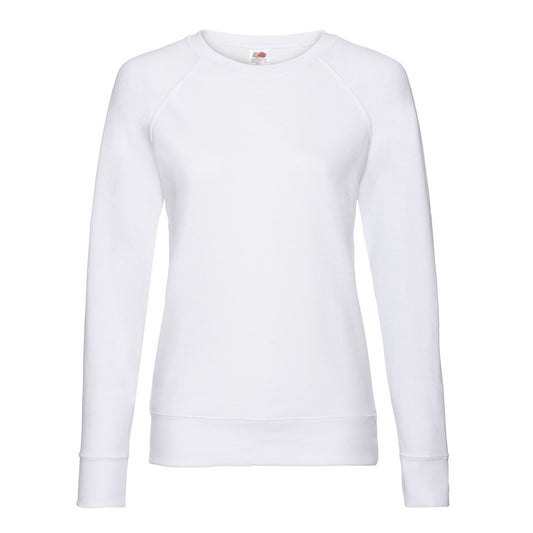 White - Front - Fruit of the Loom Womens-Ladies Lightweight Lady Fit Raglan Sweatshirt