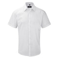 White - Front - Russell Collection Mens Herringbone Short-Sleeved Shirt