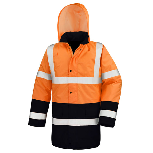 Fluorescent Orange-Black - Front - Result Core Unisex Adult Two Tone Safety Safety Coat