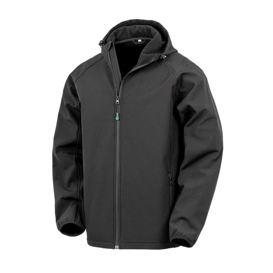 Black - Front - Result Mens Hooded 3 Layer Recycled Soft Shell Jacket