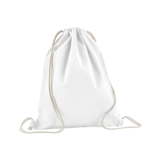 White - Front - Westford Mill Organic Cotton Drawstring Bag