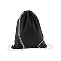 Black - Front - Westford Mill Organic Cotton Drawstring Bag