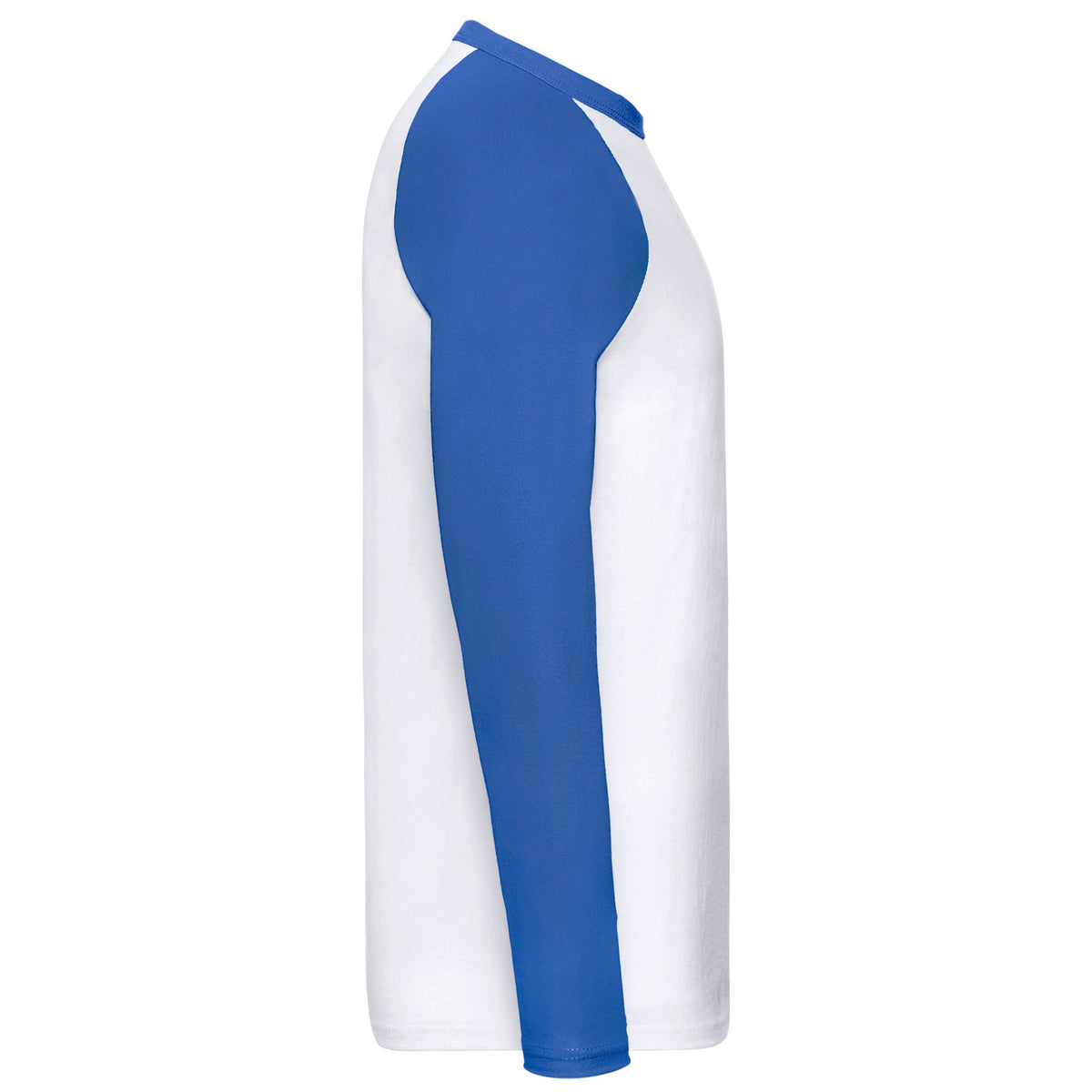 White-Royal Blue - Side - Fruit of the Loom Mens Contrast Long-Sleeved Baseball T-Shirt