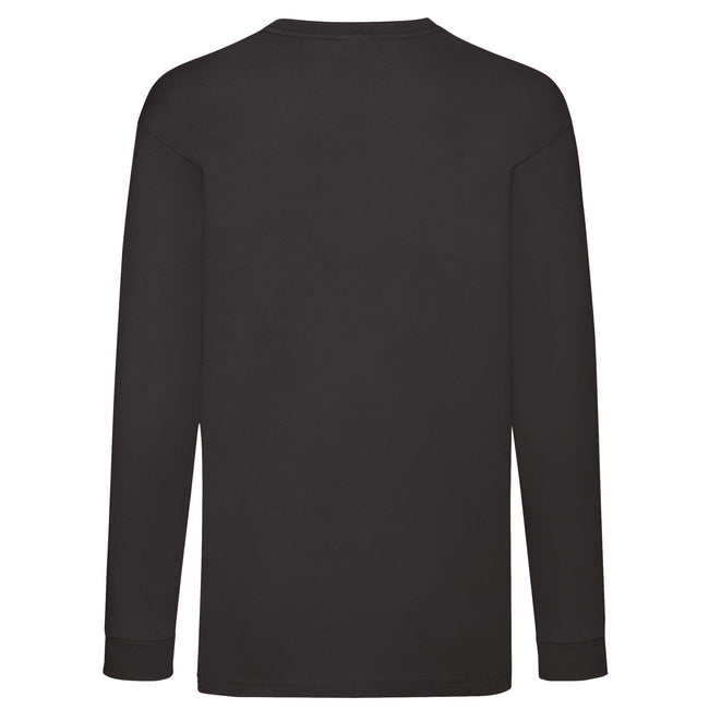 Black - Back - Fruit of the Loom Childrens-Kids Valueweight Plain Long-Sleeved T-Shirt