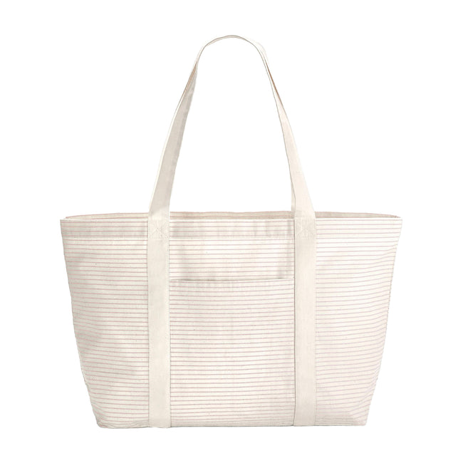 Red - Front - Westford Mill Striped Organic Cotton Shopper Bag