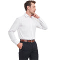 White - Back - Russell Collection Mens Herringbone Long-Sleeved Formal Shirt