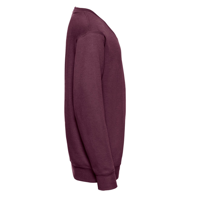 Burgundy - Side - Russell Collection Childrens-Kids V Neck Sweatshirt