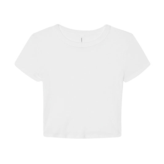 White - Front - Bella + Canvas Womens-Ladies Micro-Rib Cropped T-Shirt