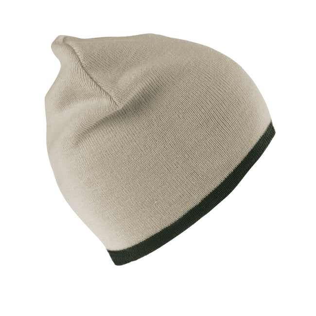 Stone-Olive - Front - Result Winter Essentials Unisex Adult Reversible Fashion Beanie