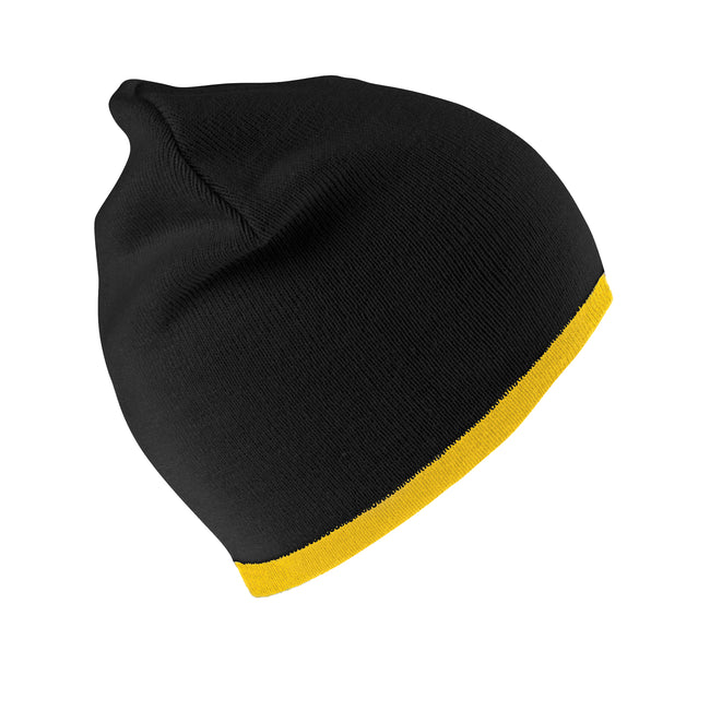 Black-Yellow - Front - Result Winter Essentials Unisex Adult Reversible Fashion Beanie