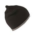 Black-Grey - Front - Result Winter Essentials Unisex Adult Reversible Fashion Beanie