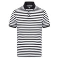 White-Navy - Front - Front Row Unisex Adult Striped Jersey Polo Shirt