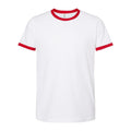White- Red - Front - Tultex Unisex Fine Jersey Ringer T-Shirt