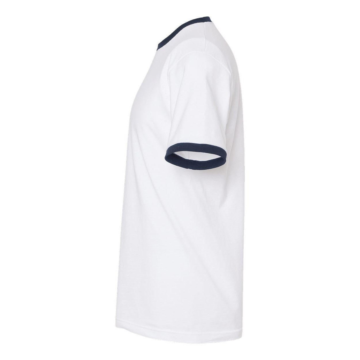 White- Navy - Side - Tultex Unisex Fine Jersey Ringer T-Shirt