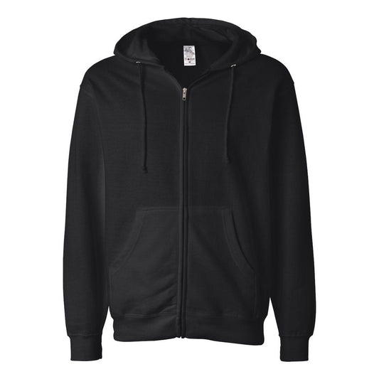 Black - Front - Independent Trading Co. Midweight Full-Zip Hooded Sweatshirt