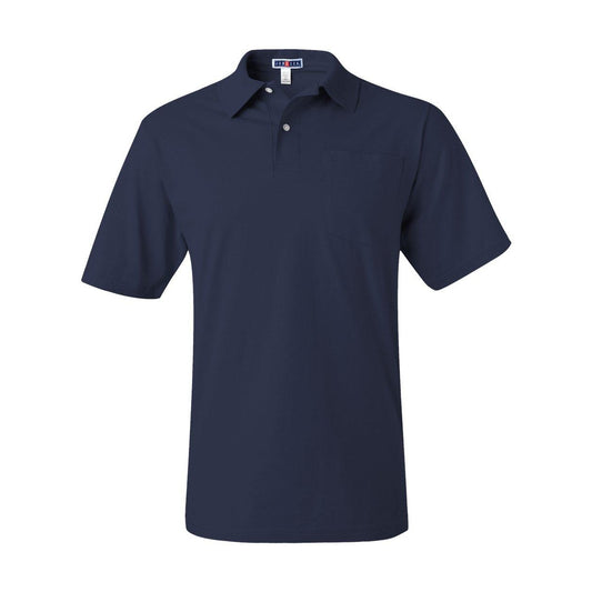 J. Navy - Front - JERZEES SpotShield 50-50 Polo with Pocket
