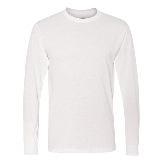 White - Front - JERZEES Dri-Power Performance Long Sleeve T-Shirt