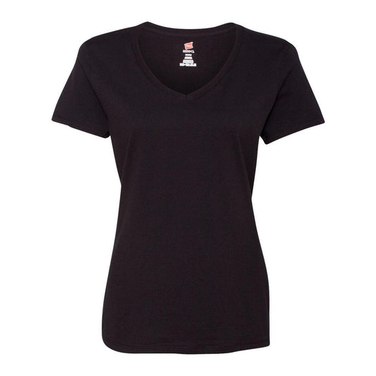 Black - Front - Hanes Perfect-T Womens V-Neck T-Shirt