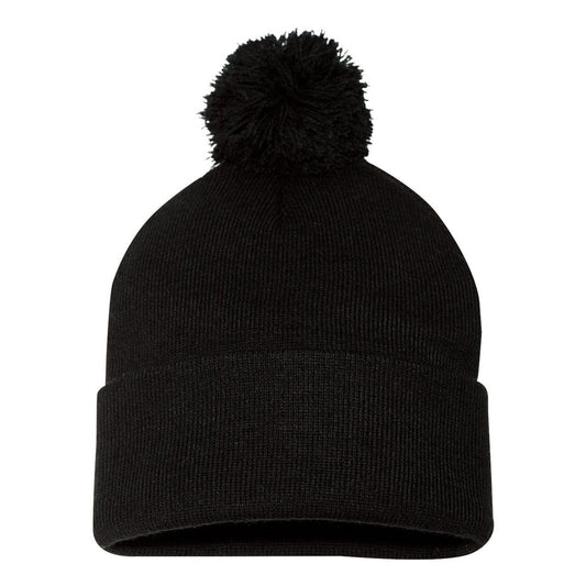 Black - Front - Sportsman Pom-Pom 12 Knit Beanie