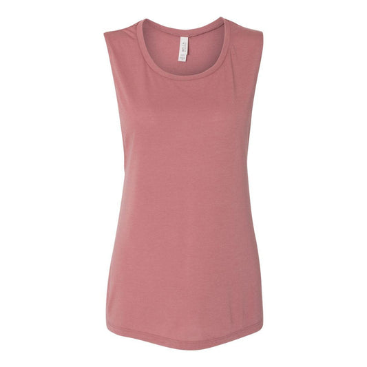Mauve - Front - BELLA + CANVAS Women's Flowy Scoop Muscle Tank