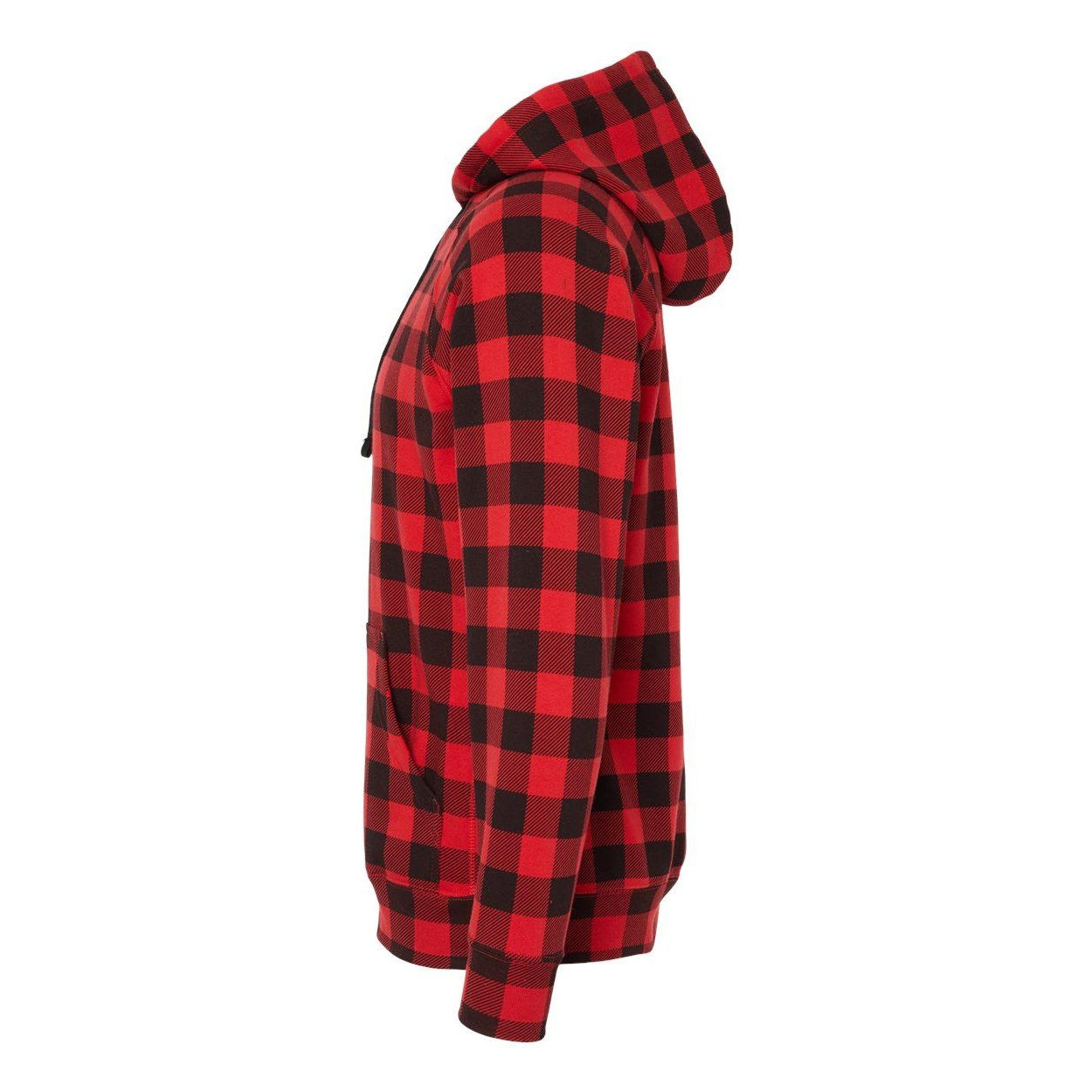 Red Buffalo Plaid - Side - Independent Trading Co. Special Blend Raglan Hooded Sweatshirt