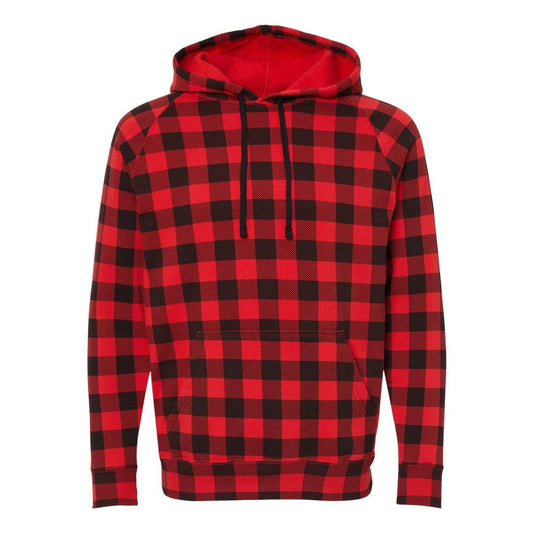 Red Buffalo Plaid - Front - Independent Trading Co. Special Blend Raglan Hooded Sweatshirt
