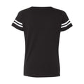 Black Solid- White - Back - LAT Women's Football V-Neck Fine Jersey Tee