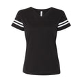 Black Solid- White - Front - LAT Women's Football V-Neck Fine Jersey Tee
