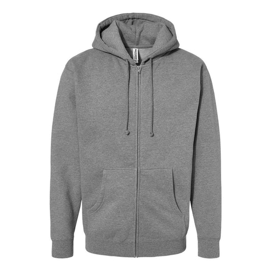 Gunmetal Heather - Front - Independent Trading Co. Heavyweight Full-Zip Hooded Sweatshirt