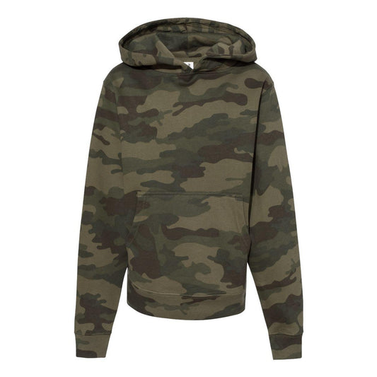 Forest Camo - Front - Independent Trading Co. Youth Midweight Hooded Sweatshirt