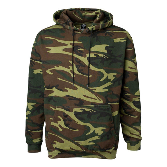 Green Woodland - Front - Code Five Camo Pullover Fleece Hoodie