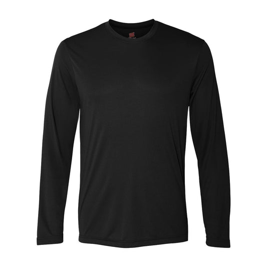 Black - Front - Hanes Cool DRI Long Sleeve Performance T-Shirt