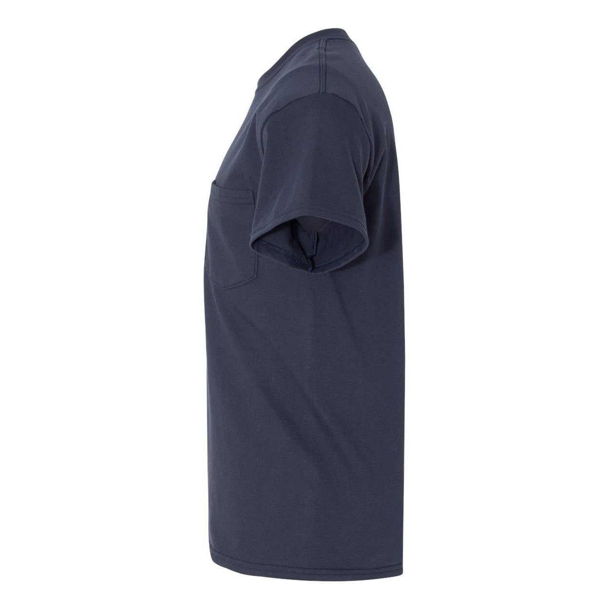 Navy - Side - Gildan Heavy Cotton Pocket T-Shirt