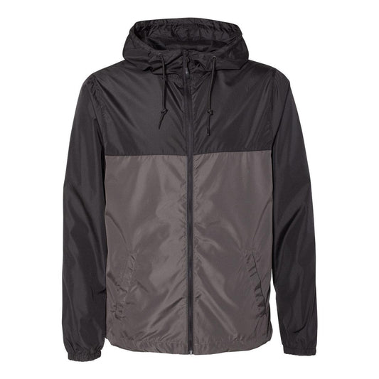 Black- Graphite - Front - Independent Trading Co. Lightweight Windbreaker Full-Zip Jacket