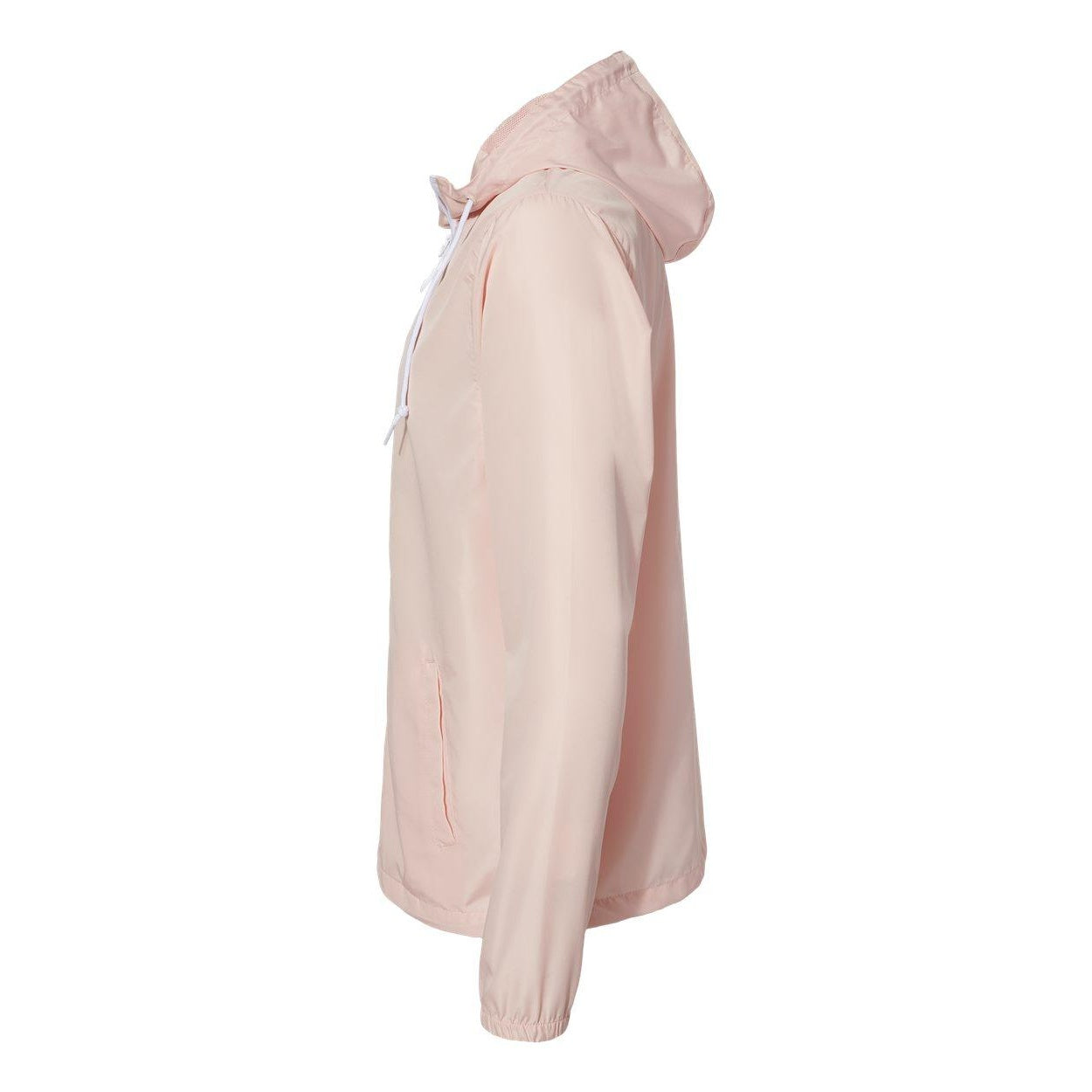 Blush- White Zipper - Side - Independent Trading Co. Lightweight Windbreaker Full-Zip Jacket