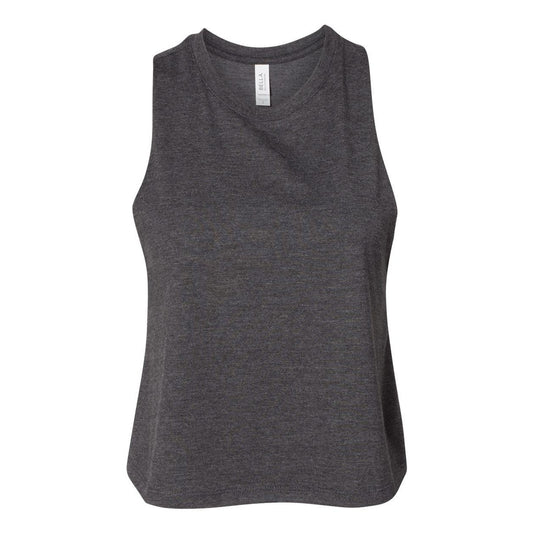 Dark Grey Heather - Front - BELLA + CANVAS Women's Racerback Crop Tank