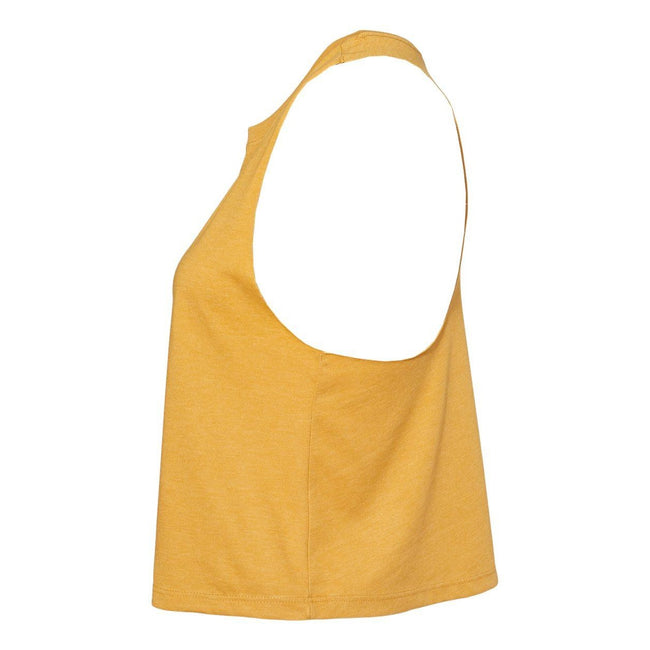 Heather Mustard - Side - BELLA + CANVAS Women's Racerback Crop Tank