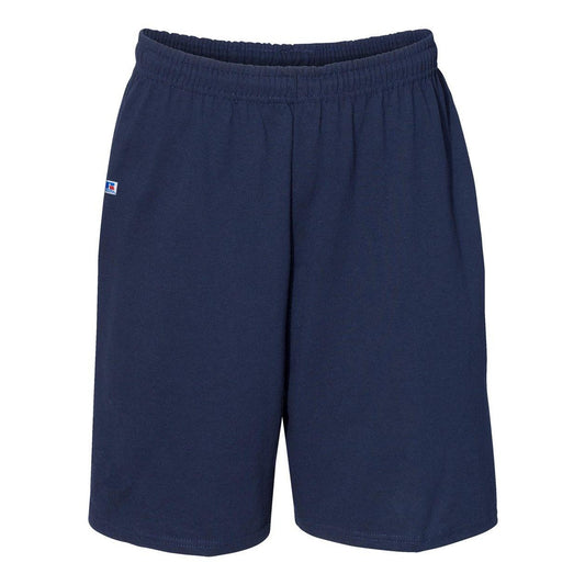 Navy - Front - Russell Athletic Essential Jersey Cotton Shorts with Pockets